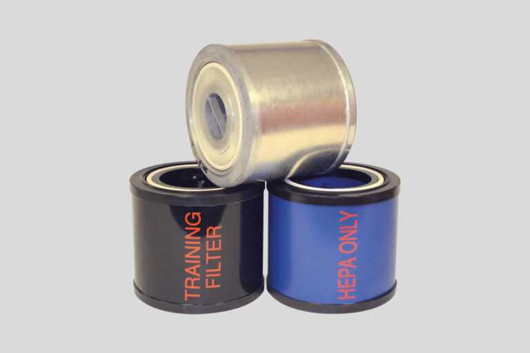 Three different types of filters including a gray, blue and silver filter.